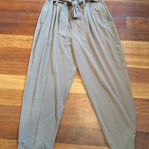 Athleta Tan Paperbag Waist Tapered Chinos